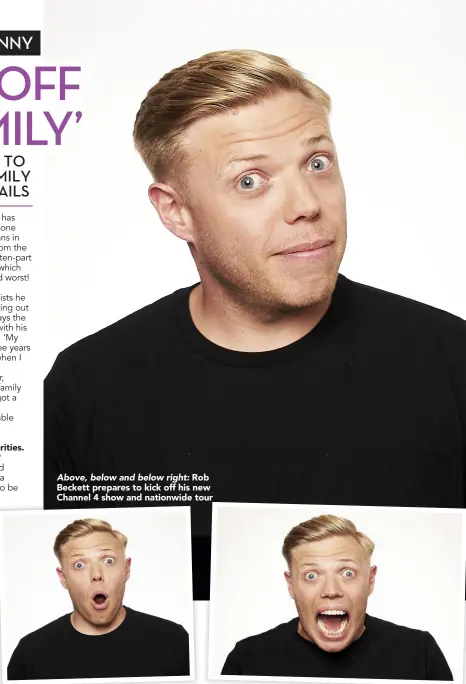  ??  ?? Above, below and below right: Rob Beckett prepares to kick off his new Channel 4 show and nationwide tour