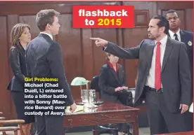  ??  ?? Girl Problems: Michael (Chad Duell, l.) entered into a bitter battle with Sonny (Maurice Benard) over custody of Avery.