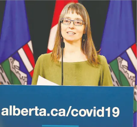  ??  ?? Alberta’s chief medical officer of health Dr. Deena Hinshaw said on Monday, “We must continue to protect and support each other in the days ahead.”