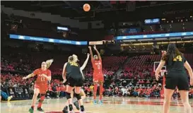  ?? BALTIMORE SUN KEVIN RICHARDSON/ ?? Maryland’s Shyanne Sellers attempts a shot in a game against Iowa at Xfinity Centeron Tuesday. It was the Terps’ last home game of the regular season.