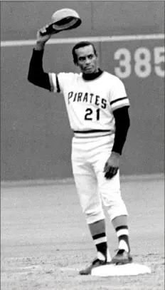  ?? Post-Gazette archives ?? If Len Martin, Tom Rooney and Matthew Craig are successful, a commemorat­ive plaque will be placed where Roberto Clemente stood Sept. 30, 1972, after collecting his 3,000th career hit.