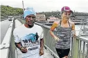  ?? Picture: MARK ANDREWS ?? TOP CROP: Luthando Hejana of Real Gijimas out for a training run with Stephanie Smith, formerly of Born 2 Run, and now running for Massmart. Hejana will be in the field on Sunday, while Smith will not be competing.