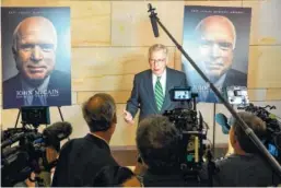  ?? THE ASSOCIATED PRESS ?? Senate Majority Leader Mitch McConnell, R-Ky., speaks Thursday at an event on Capitol Hill during the debut of a documentar­y film about Sen. John McCain, who is fighting an aggressive form of brain cancer.