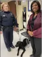  ?? MICHAEL P. RELLAHAN MEDIANEWS GROUP ?? K-9 Marley, the Chester County Sheriff’s Office new K-9 officer, is seen with her handler, Sgt. Janis Pickell, left, and Sheriff Fredda Maddox. Marley will become the courthouse’s new comfort service dog.