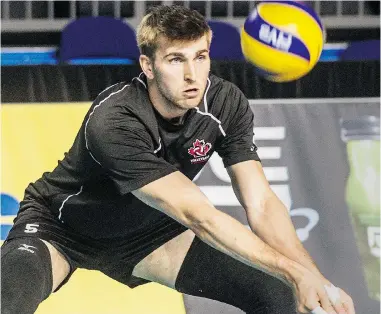  ?? STEVE BOSCH/ PNG ?? The Canadian national volleyball team plays a crucial FIVB World League series with Belgium tonight ( 7 p. m.) and Saturday ( 5 p. m.) at UBC’s Doug Mitchell Sports Centre. Both countries are 3- 1 in the four- country Pool C.