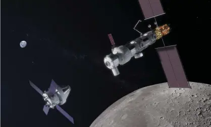  ?? Photograph: Nasa/PA ?? The Lunar Gateway will orbit the moon and act as a staging post for astronauts with a laboratory, sleeping quarters and a space garage for rovers and other robots.