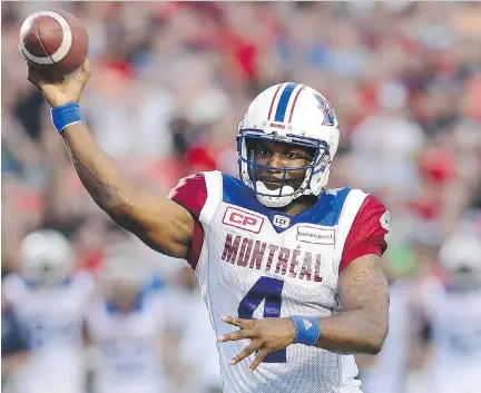  ?? SEAN KILPATRICK/THE CANADIAN PRESS FILES ?? Alouettes quarterbac­k Darian Durant has been intercepte­d six times in the last four games.