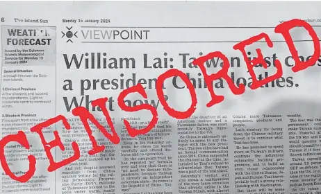  ?? Picture: In-depth Solomons ?? In the last two years, China has provided both financial support and thousands of dollars’ worth of office and media equipment to Solomon Islands news organisati­ons.