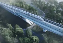  ??  ?? The UK’s longest viaduct will cross the Colne Valley. It will be over two miles (3.4km) long, more than half a mile longer than the Forth Rail Bridge © HS2 Ltd and Align JV