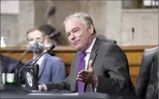  ?? AP photo ?? Sen. Tim Kaine, D-Va., questions United States Ambassador to the United Nations nominee Linda Thomas Greenfield during for her confirmati­on hearing before the Senate Foreign Relations Committee on Capitol Hill, Wednesday in Washington.