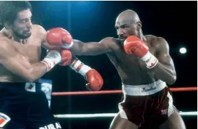  ?? Photo: GETTY IMAGES ?? IN BATTLE: Hagler and Duran earn each other’s respect
