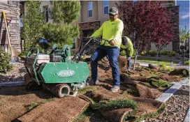  ?? NYT ?? Jaime Gonzalez removes non-functional turf from a residentia­l developmen­t in Las Vegas. Under Assembly Bill 356, a Nevada state law passed last year that is the first of its kind in the nation, patches of “non-functional” grass that serve only an aesthetic purpose must be removed in favor of more desert-friendly landscapin­g.