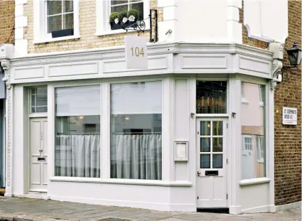  ??  ?? Left The tiny, cosy interior seats just 14 diners. Below 104 Restaurant on London’s Chepstow Road