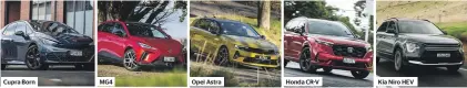  ?? ?? Cupra Born
MG4
Opel Astra
Honda CR-V
Kia Niro HEV