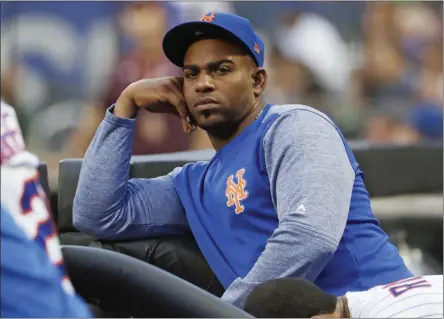  ?? FRANK FRANKLIN II - THE ASSOCIATED PRESS ?? FILE - In this July 24, 2018, file photo, New York Mets’ Yoenis Cespedes looks on as his team play the San Diego Padres during the first inning of a baseball game in New York.