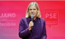  ?? Photograph: Andreas Solaro/AFP/Getty Images ?? Former prime minister Magdalena Andersson said membership offered ‘a better opportunit­y to defend our freedom’.