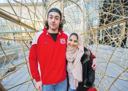  ?? ARLEN REDEKOP ?? Noor Fadel was verbally and physically abused by a 46-year-old man while travelling on the busy Canada Line. Of all the people in the train, only one person, Jake Taylor, defended her. Police revealed the assailant was homeless and “known to police.”