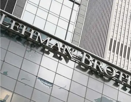  ??  ?? Grey rhino shock: File picture of the headquarte­rs of the Lehman Brothers investment bank on Sixth Avenue in New York. In the 2007 market crash, the grey rhino shock led to Lehman’s failure. — AFP