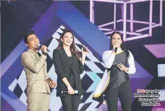  ??  ?? HOS: Issey dan Marsha bersama Fazura selaku duta Neffos.