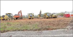  ?? (NWA Democrat-Gazette/Randy Moll) ?? Though the earthmovin­g equipment was parked, work was underway and progressin­g last week in preparing the new city land on Browning Road (on the north side of Gentry) for the constructi­on of a new sports complex for the city. When finished, the complex will include baseball and softball fields, as well as soccer fields.