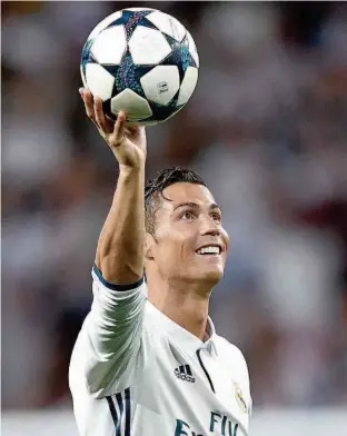  ?? Rex Shuttersto­ck/Xinhua ?? Cristiano Ronaldo comemora um dos seus três gols no clássico contra o Bayern de Munique, que garantiu a equipe espanhola na semifinal da Liga dos Campeões