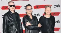  ?? AFP ?? Members of rock band Depeche Mode (from left) Andrew Fletcher, Dave Gahan and Martin Gore promote their upcoming album Spirit in Milan.