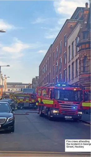  ?? ?? Fire crews attending the incident in George Street, Hockley