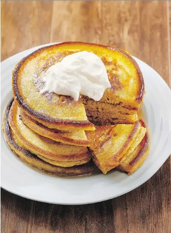  ?? ATCO BLUE FLAME KITCHEN ?? Pumpkin pancakes and maple whipped cream are a great way to greet a winter’s day, especially during the holiday season when you have hungry guests to feed.