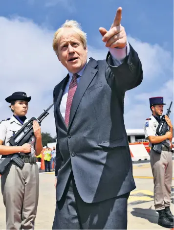  ??  ?? Boris Johnson arriving in Biarritz, France, yesterday for the annual G7 summit, where he faces difficult talks with world leaders including Donald Trump, the US president, over free trade, and Emmanuel Macron, the French president, over Amazonian wildfires