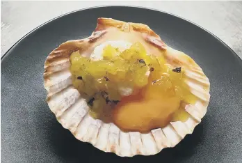  ?? ?? The Dining Room coquilles St Jacques. Food pictures and image below by Ollie Henwood