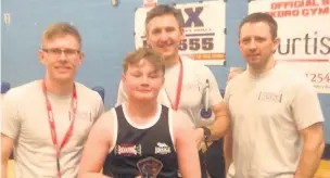  ??  ?? Kingsway Boxing Club fighter Will White ( second left) is pictured with his coaches ( left) Liam Gorman, Phil Preston and Stuart Grice.