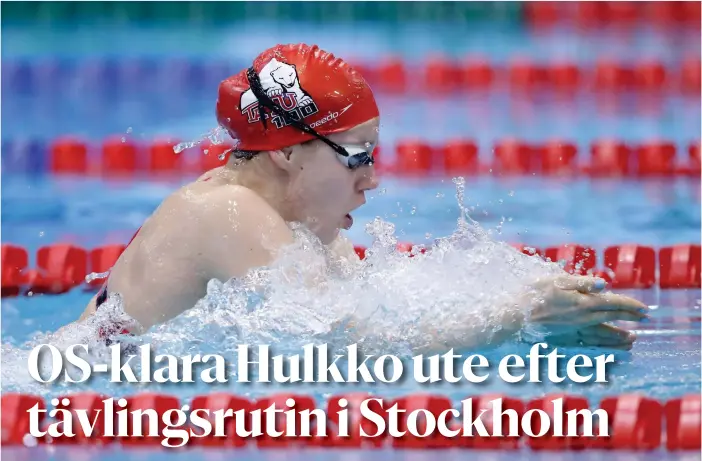  ?? FOTO: LEHTIKUVA/KALLE PARKKINEN ?? 22-åriga Ida Hulkko öppnar sin tävlingssä­song i Swim Open Stockholm.