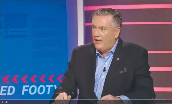  ?? Picture: CHANNEL 9 ?? Eddie McGuire said on Footy Classified the next player breaching COVID-19 protocols should be fined $100,000 and suspended for the season.