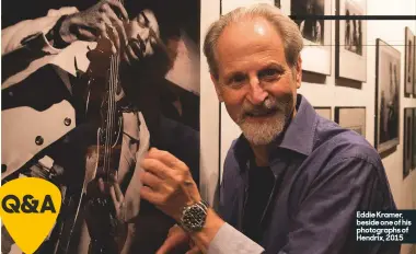  ??  ?? eddie kramer, beside one of his photograph­s of Hendrix, 2015