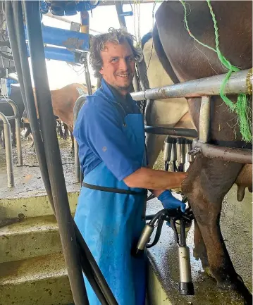  ??  ?? Waikato dairy farmer Ben Moore is a big fan of on-farm technology ranging from an online effluent monitoring system to automatic teat sprays and cow manager, an ear tag for heat detection and keeping an eye on general cow health.