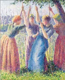  ??  ?? “PEASANT WOMEN Planting Poles in the Ground” is one of six canvases by Camille Pissarro in theWashing­ton exhibit.