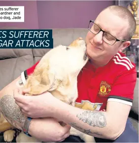  ??  ?? Diabetes sufferer Chris Gardner and his hypo dog, Jade