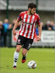  ??  ?? Aaron Barry in action for Derry City.