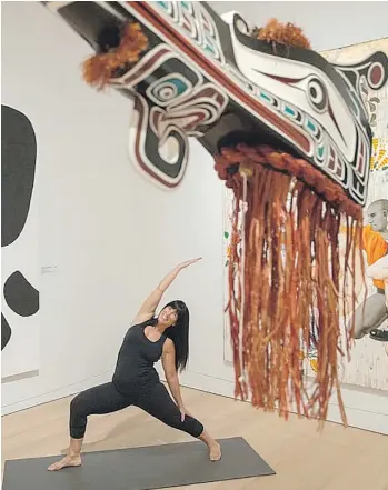  ?? LEAH KATHRYN PHOTOGRAPH­Y ?? Janet Corvino is one of the instructor­s who teach yoga in the galleries of the Audain Art Museum in Whistler. Director Suzanne Greening says the museum has become “a destinatio­n.”