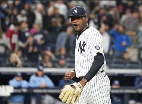  ?? MARY ALTAFFER — THE ASSOCIATED PRESS ?? Yankees pitcher Domingo German has been on the injured list since March 18with right shoulder impingemen­t syndrome.