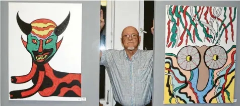  ?? Foto: Reinhold Radloff ?? Das sind die Bilder von Karl Germann, die hier zu sehen sind. Seine Werke, die er derzeit im Kunstverei­n Schwabmünc­hen ausstellt sind, haben keine Namen.
