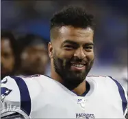  ?? PAUL SANCYA - THE ASSOCIATED PRESS ?? FILE - In this Aug. 8, 2019, file photo, New England Patriots middle linebacker Kyle Van Noy smiles on the field during an NFL preseason football game against the Detroit Lions in Detroit. The Miami Dolphins have added up to seven starters with a spending spree at the start of free agency, including linebacker Kyle Van Noy.
