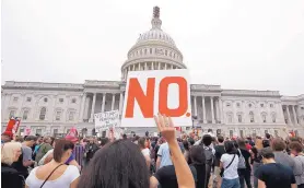  ?? ALEX BRANDON/ASSOCIATED PRESS ?? Activists demonstrat­e at the U.S. Capitol Saturday in Washington to protest the confirmati­on vote of Supreme Court nominee Brett Kavanaugh.