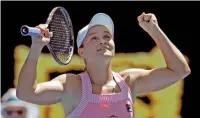  ?? AP ?? Ashleigh Barty celebrates after defeating Maria Sharapova. —