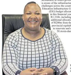  ?? ?? Education MEC Polly Boshielo delivers the education budget vote at the Lebowakgom­o Legislativ­e Chambers this week.
