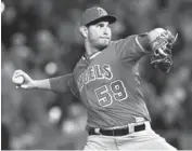  ?? AP PHOTO ?? Angels relief pitcher Robert Coello has rejuvenate­d his career by throwing what he calls a forkball.