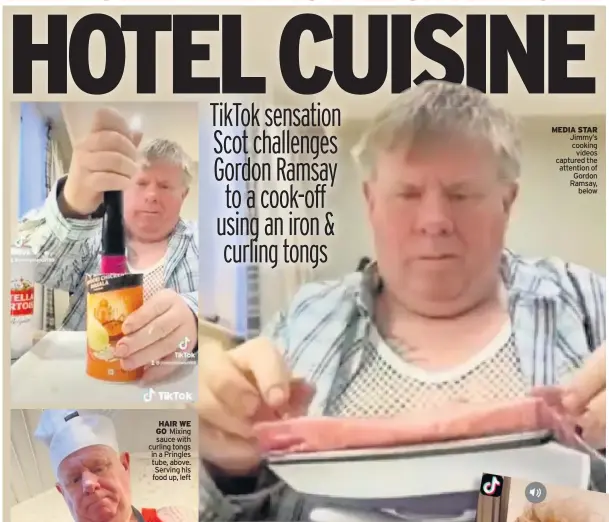  ??  ?? MEDIA STAR Jimmy’s cooking videos captured the attention of Gordon Ramsay, below