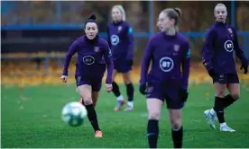  ??  ?? Lucy Bronze (left) takes part in an England training session at the Zimni Stadion in Hluboka nad Vltavou. Photograph: Lynne Cameron for The FA//Shuttersto­ck