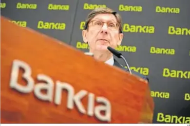  ?? EP ?? José Ignacio Goirigolza­rri, en su última rueda de prensa como presidente de Bankia.