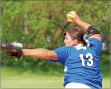  ?? File photo by Steve Sherman ?? Conwell-Egan pitcher Gina Massaro led the Eagles to back-to-back District 12 championsh­ips. CEC won the Class AA crown this year.